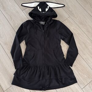 KILLSTAR Black Bunny Ears Corset Long Hoodie Ruffle Dress? XXL